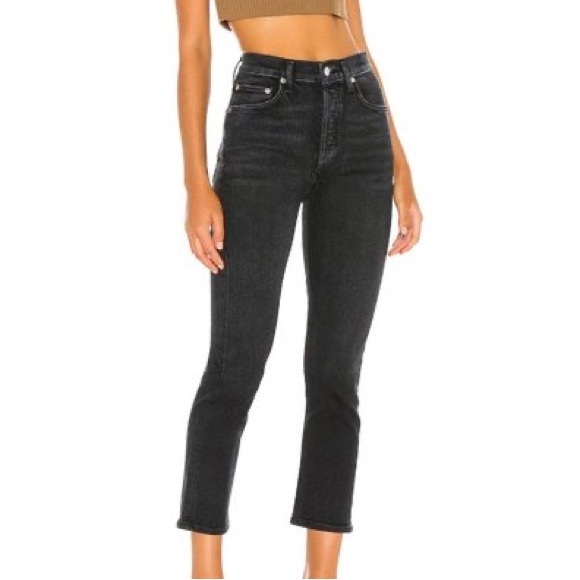 Agolde Denim - Agolde black Riley jeans- size 24- color black pepper - A056B-1084